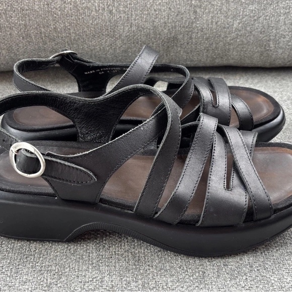 Dansko Lolita Sandal Leather Womens 11 Black Slingback Strappy Rocker Block Heel - Picture 5 of 11